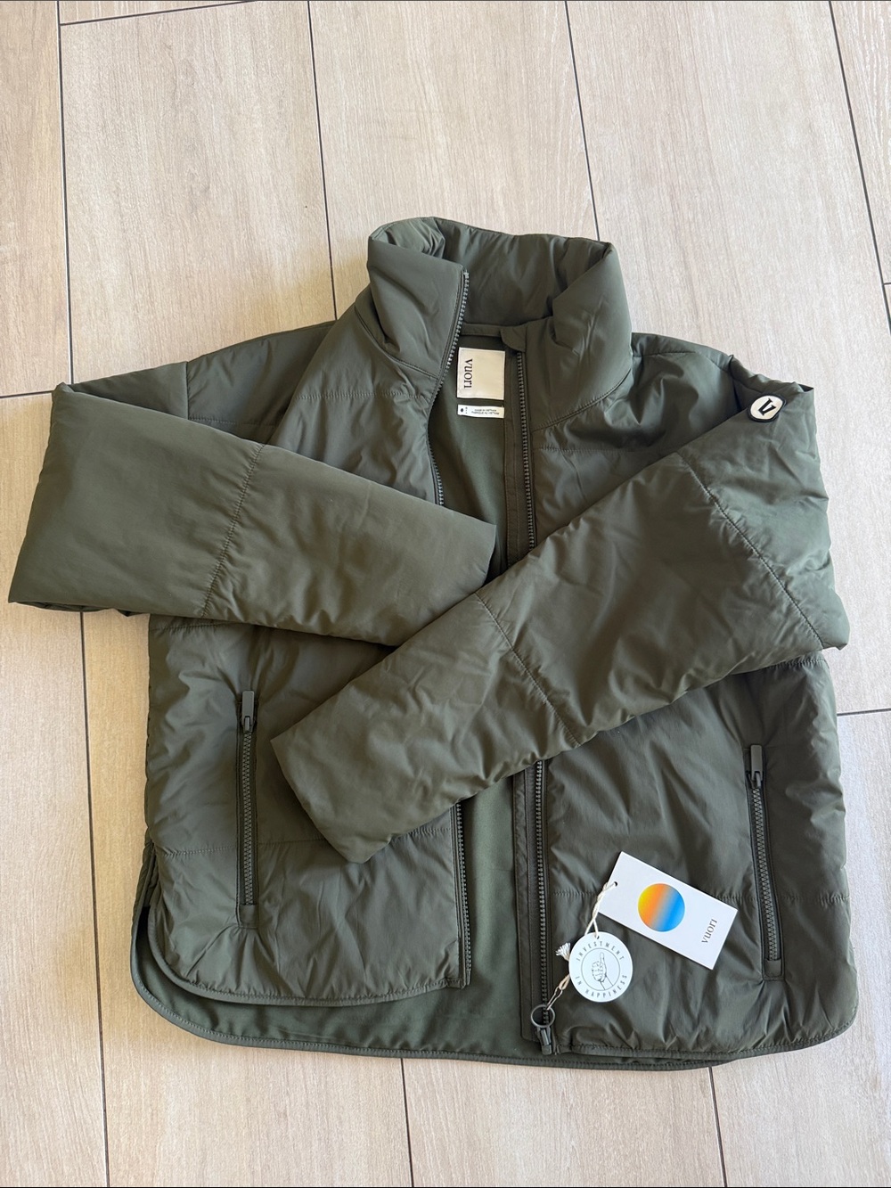 Vuori Olive Green Quilted Puffer Jacket